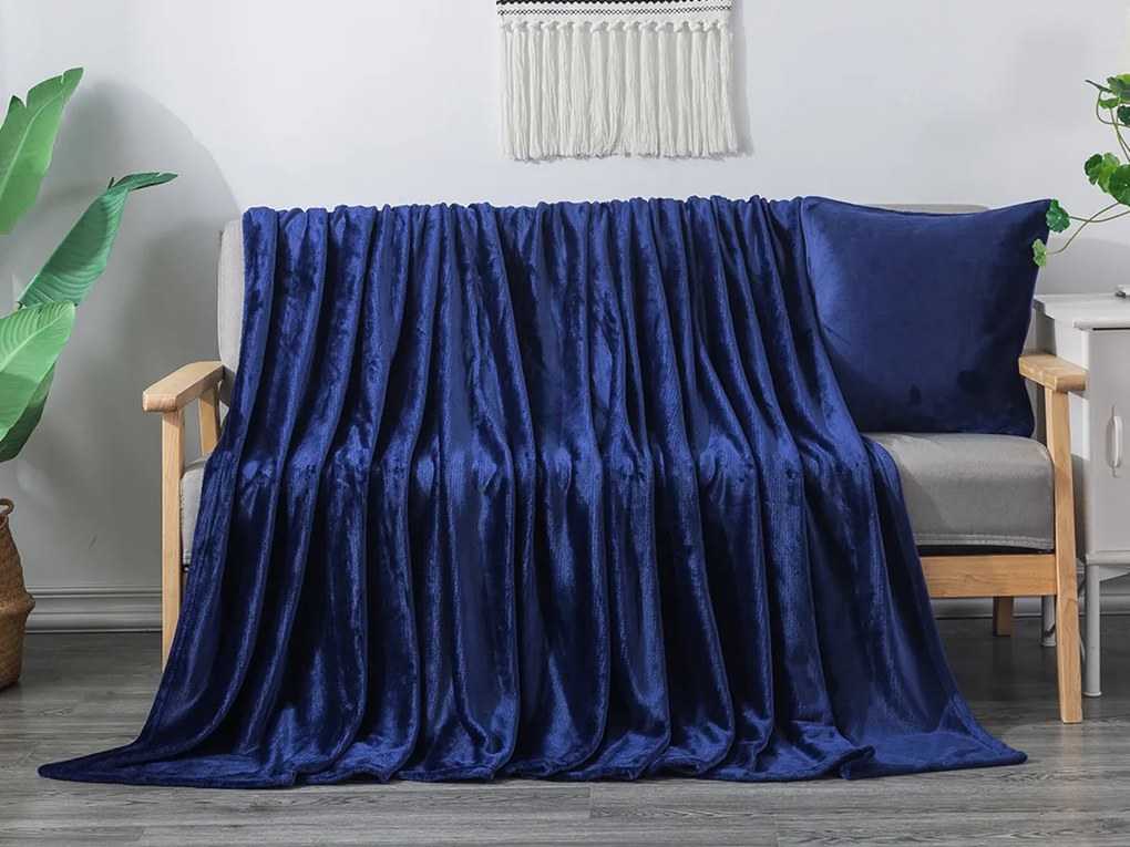 XPOSE® Mikroplyšová deka Exclusive - tmavo modrá 200x230 cm
