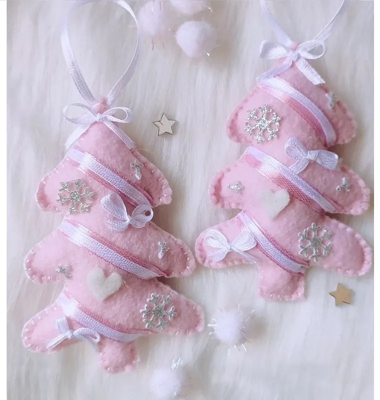 Ručne šité vianočné ozdoby - Stromčeky