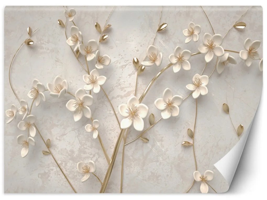 Fototapeta, Květiny na větvích 3d - 300x210 cm