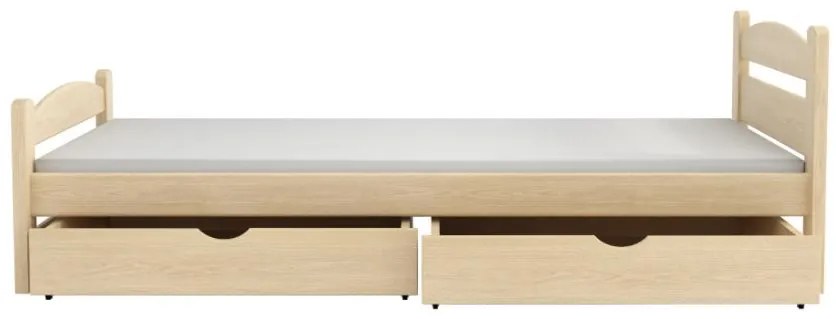 Detská posteľ z masívu borovice MAX so šuplíkmi - 200x90 cm - PRÍRODNÁ BOROVICA