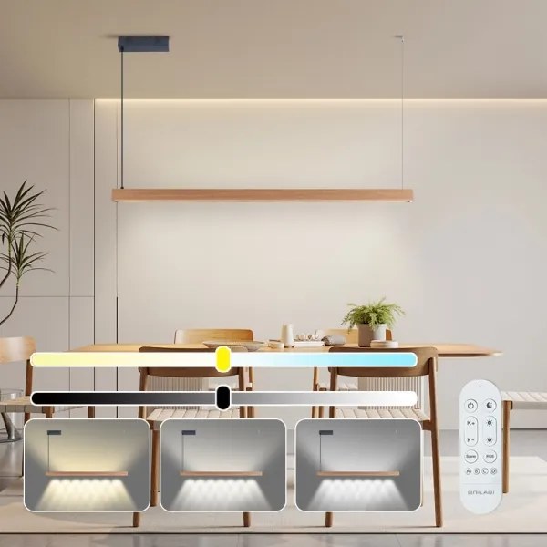 Immax NEO 07303L - LED stmievateľný luster na lanku MADEIRA 26W/230V Wi-Fi Tuya 122 cm dub