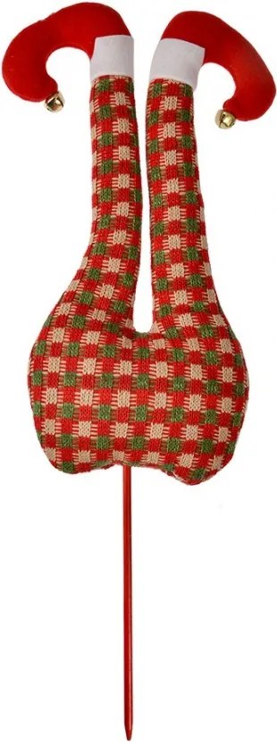 Vianočná dekorácia zápich červenej nohy škriatka Elfa - 23*6*67 cm