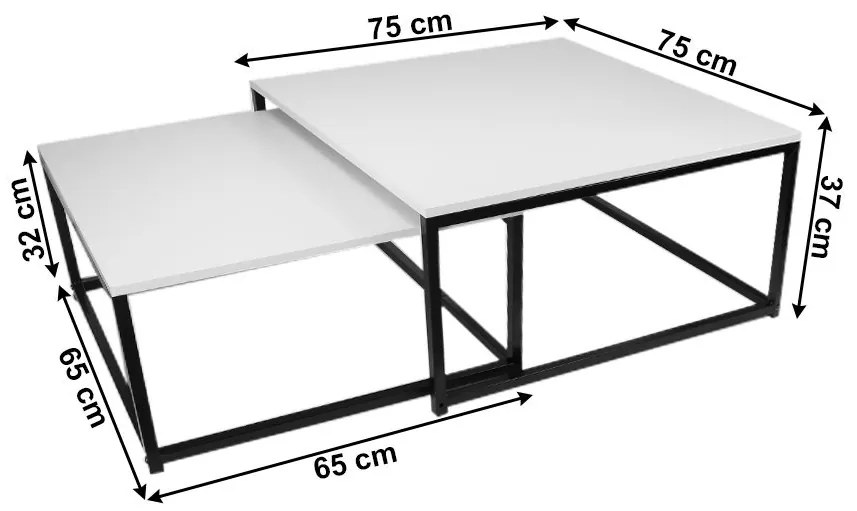 Set 2 ks konferenčných stolíkov Hustler Typ 1 (biela matná + čierna). Vlastná spoľahlivá doprava až k Vám domov. 1075386