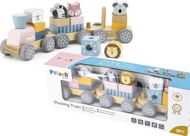Drevený vláčik s kockami Viga 44015 PolarB