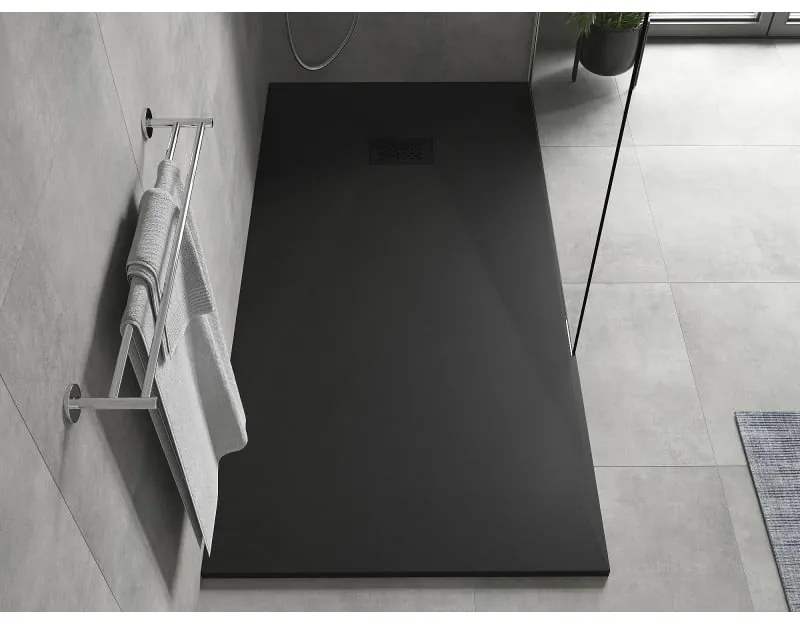 Mexen Hugo, obdĺžniková sprchová vanička SMC 180 x 80 cm, čierna, čierna krytka, 42708018-B