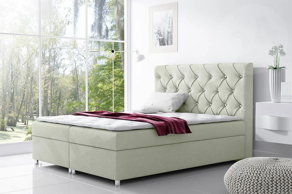 Posteľ kontinentálna Balicci, Rozmer postele: 180x200, Dostupné poťahy: ekokoža Soft 017 (biela)