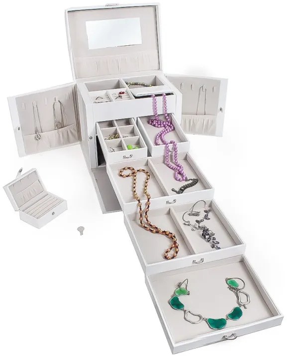 Luxusná kožená šperkovnica biela , 50600W