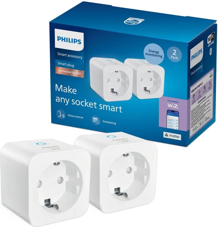 Philips - SADA 2x inteligentné zásuvky SCHUKO 2300W Wi-Fi
