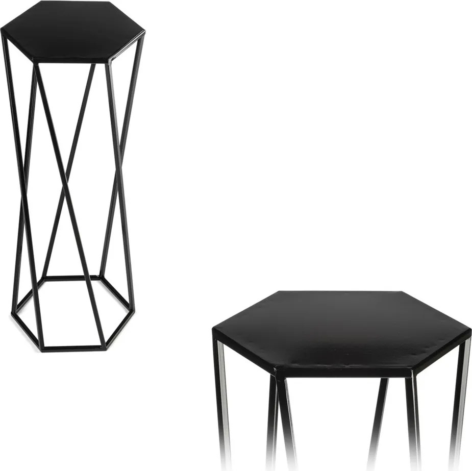 STOJAN NA KVETINÁČ HEXAGON 70X24X27 CM ČIERNA