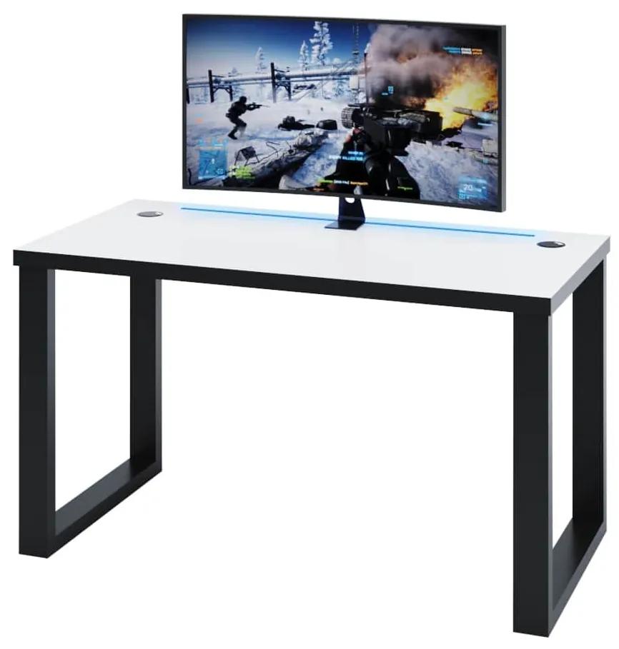 Herný pc stôl Gamer S (biela + čierna) (s RGB LED osvetlením). Vlastná spoľahlivá doprava až k Vám domov. 1054987