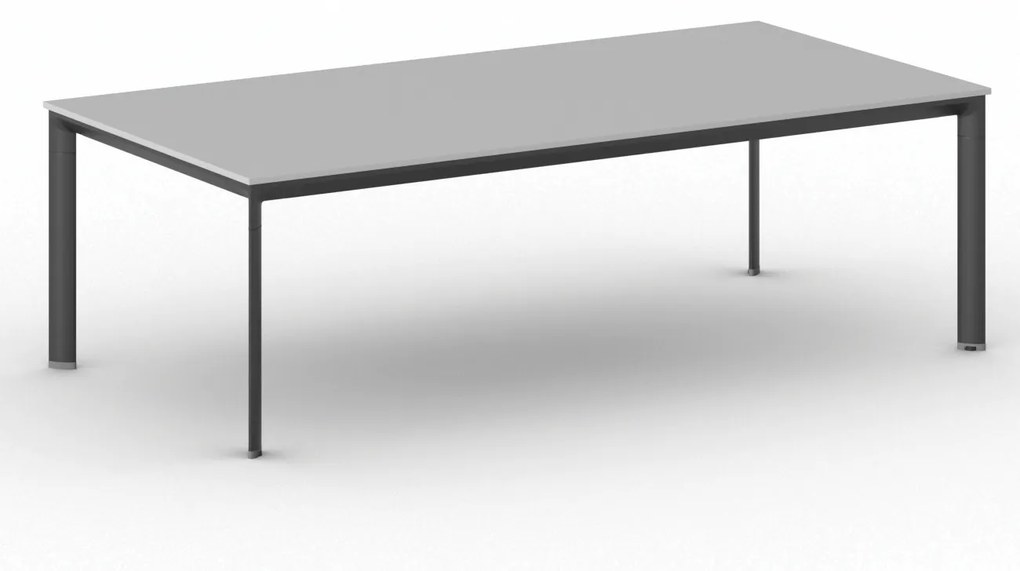 Kancelársky stôl PRIMO INVITATION, čierna podnož, 2400 x 1200 mm, sivá