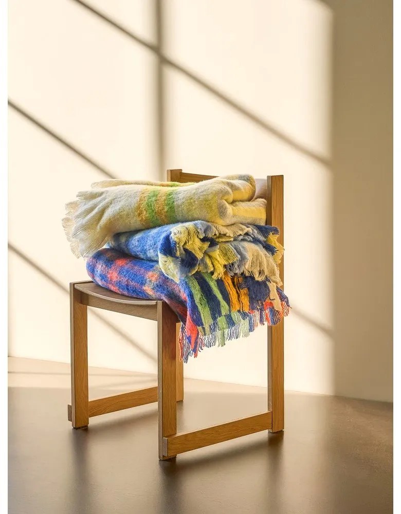 Modrá deka s prímesou vlny 140x200 cm Loom – Hübsch