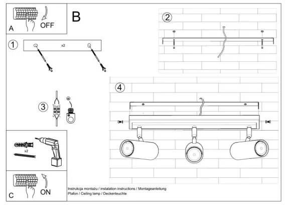 Bodové svietidlo DIREZIONE 3 3xGU10/40W/230V