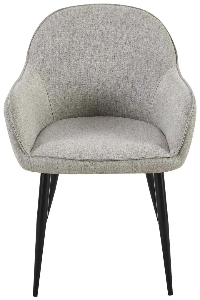 Stolička s podrúčkami Boise - látka, nohy čierny kov - Sivá