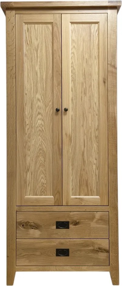 Drevená šatníková skriňa s 2 zásuvkami, 90x63x210 cm