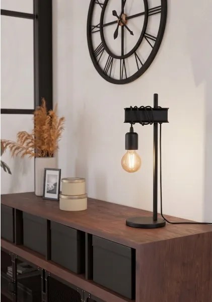 Eglo 43714 - Stolová lampa TOWNSHEND 1xE27/10W/230V čierna
