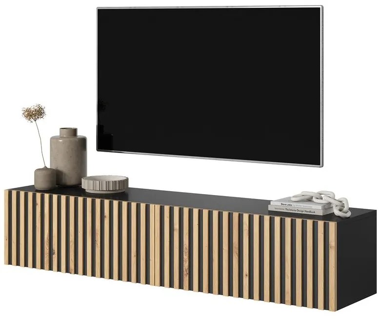 TV skrinka/stolík Tenessie 138  (čierna + dub artisan). Akcia -21%. Vlastná spoľahlivá doprava až k Vám domov. 1098789