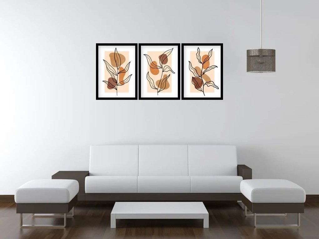 Gario Sada plagátov Wonderful lightness - 3 dielna Farba rámu: Zlatá, Rozmery: 99 x 45 cm