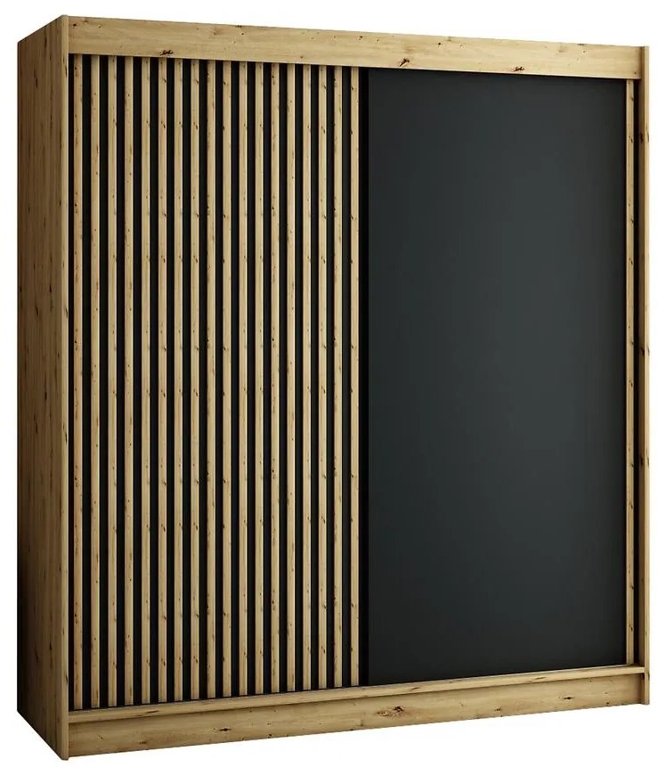 Skriňa Lamelo 200 Dub Artisan/čierna