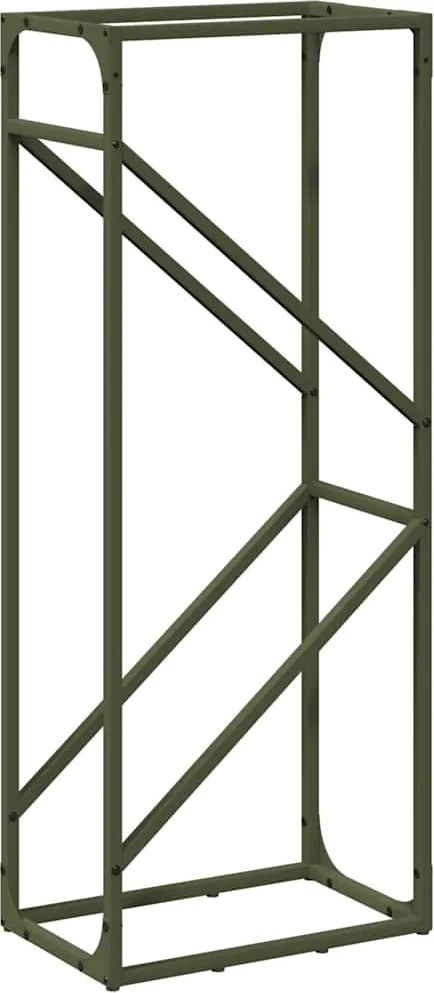 vidaXL Stojan na palivové drevo olivovo zelená 40x25x100 cm
