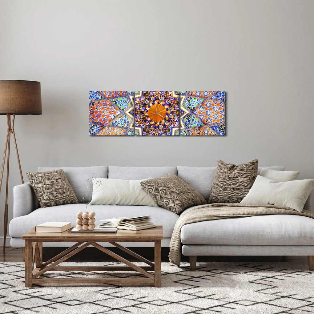 Obraz mozaiky (s hodinami) (90x30 cm)