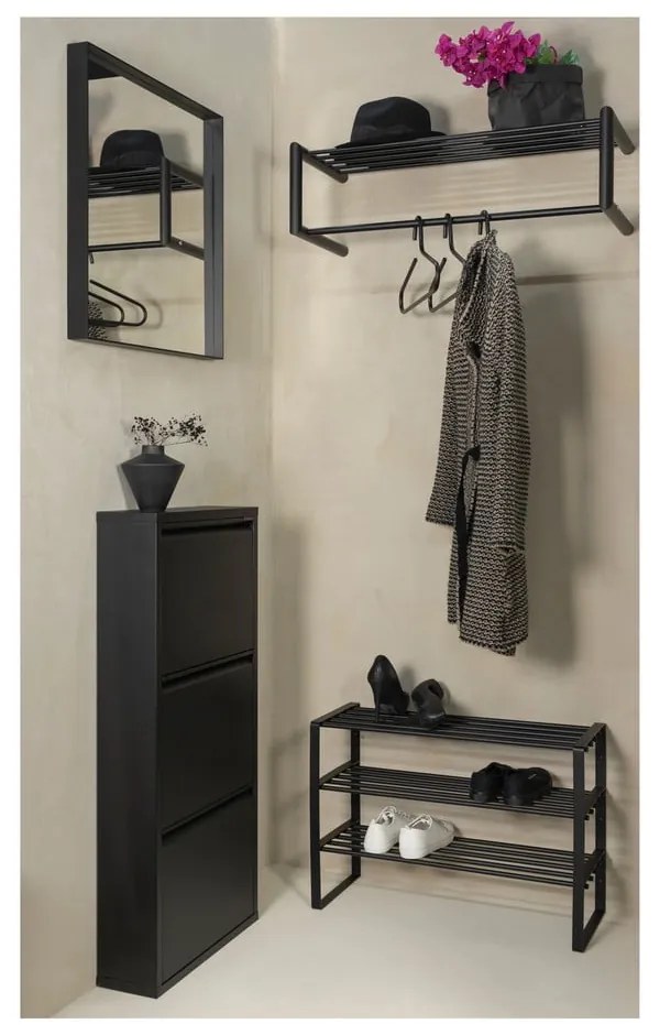 Čierna kovová skrinka na topánky 70x48,5x29 cm Rex – Spinder Design