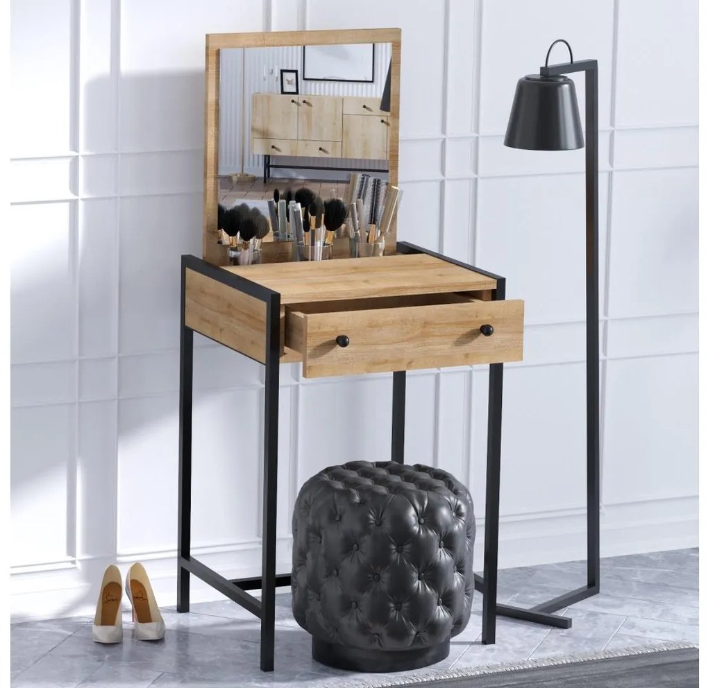 Toaletný stolík MARY 128x50 cm hnedá/čierna