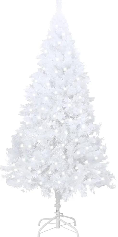 Osvetlený umelý vianočný stromček, husté ihličie, biely 240 cm 3077457