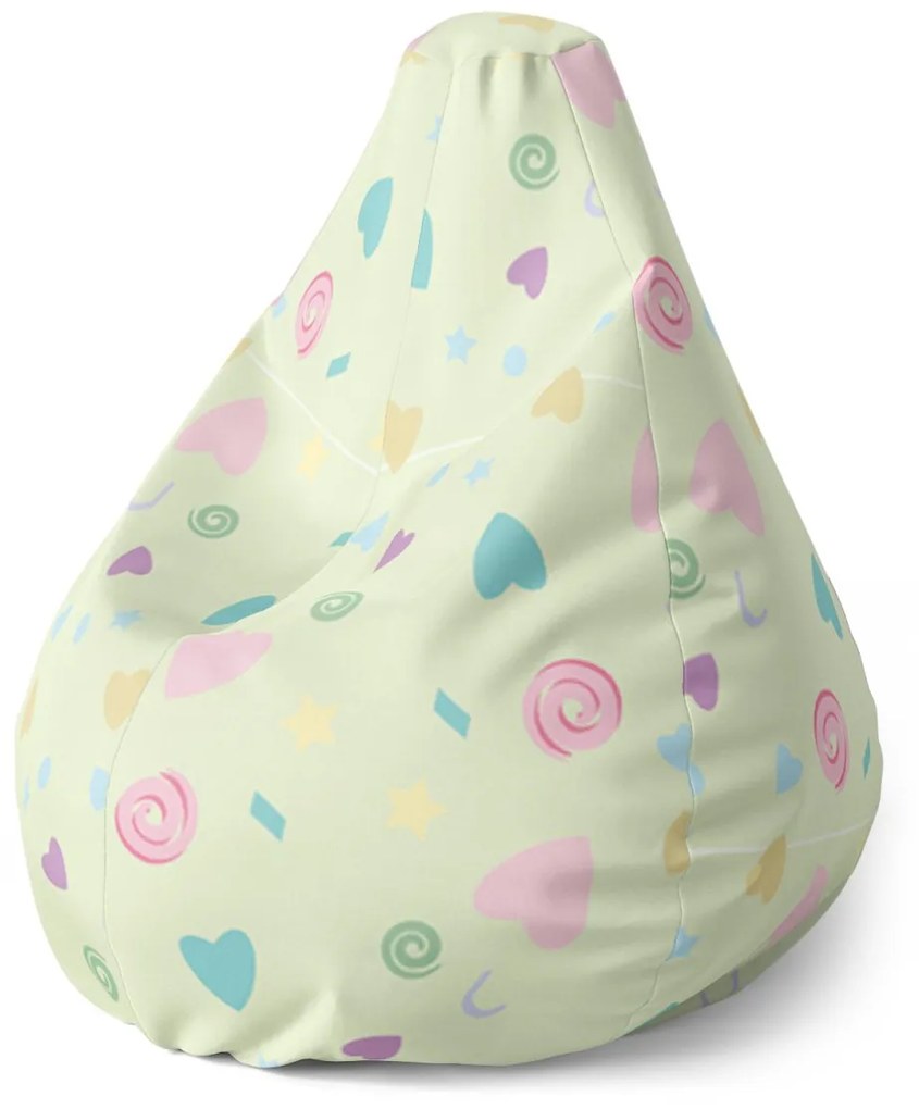 Sablio Sedací vak Pear Srdiečka a špirály - 140 x 100 x 25 cm