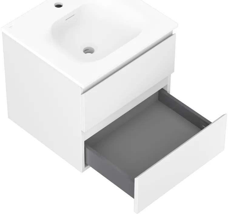Mexen Orio, kúpeľňová skrinka 50 cm s umývadlom Vela, 2 zásuvky, biela matná, 91A10-05047-2-BFF01-W23M01