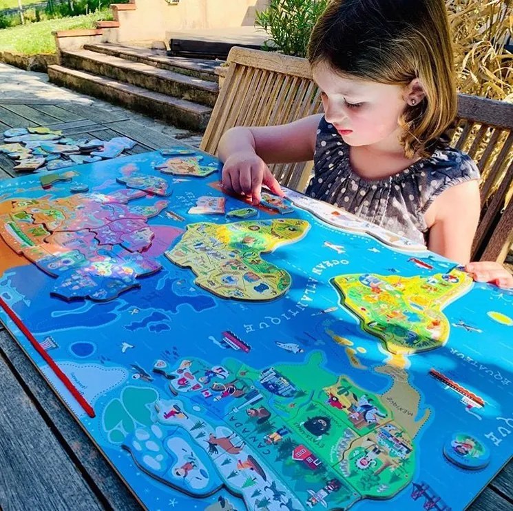 Magnetická mapa sveta - puzzle 92 magnetov - anglická verzia