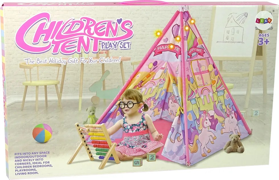 LEAN Toys Svetelné efekty detský stan Unicorn poníky Ružová