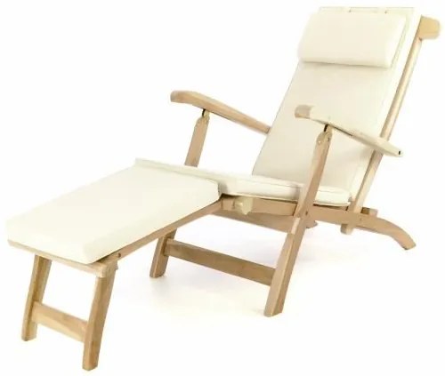 Divero Florentine 57035 Záhradné drevené lehátko + polstrovanie - béžové