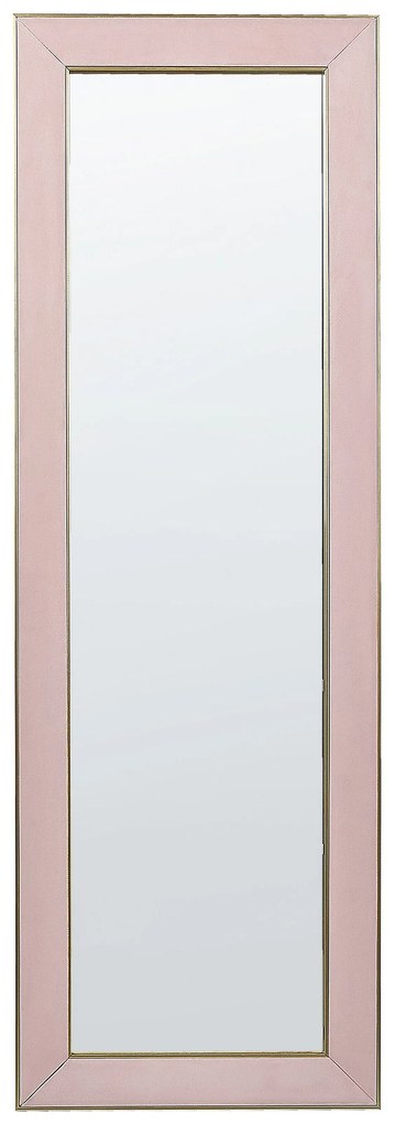 Zamatové stojacie zrkadlo 50 x 150 cm ružové LAUTREC Beliani