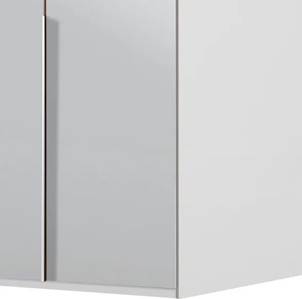 Rohová šatníková skriňa New York D, biela / zrkadlo / osvetlenie