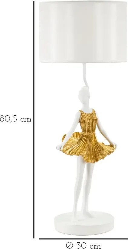 Stolná lampa Dancer 90,5 cm bielo-zlatá