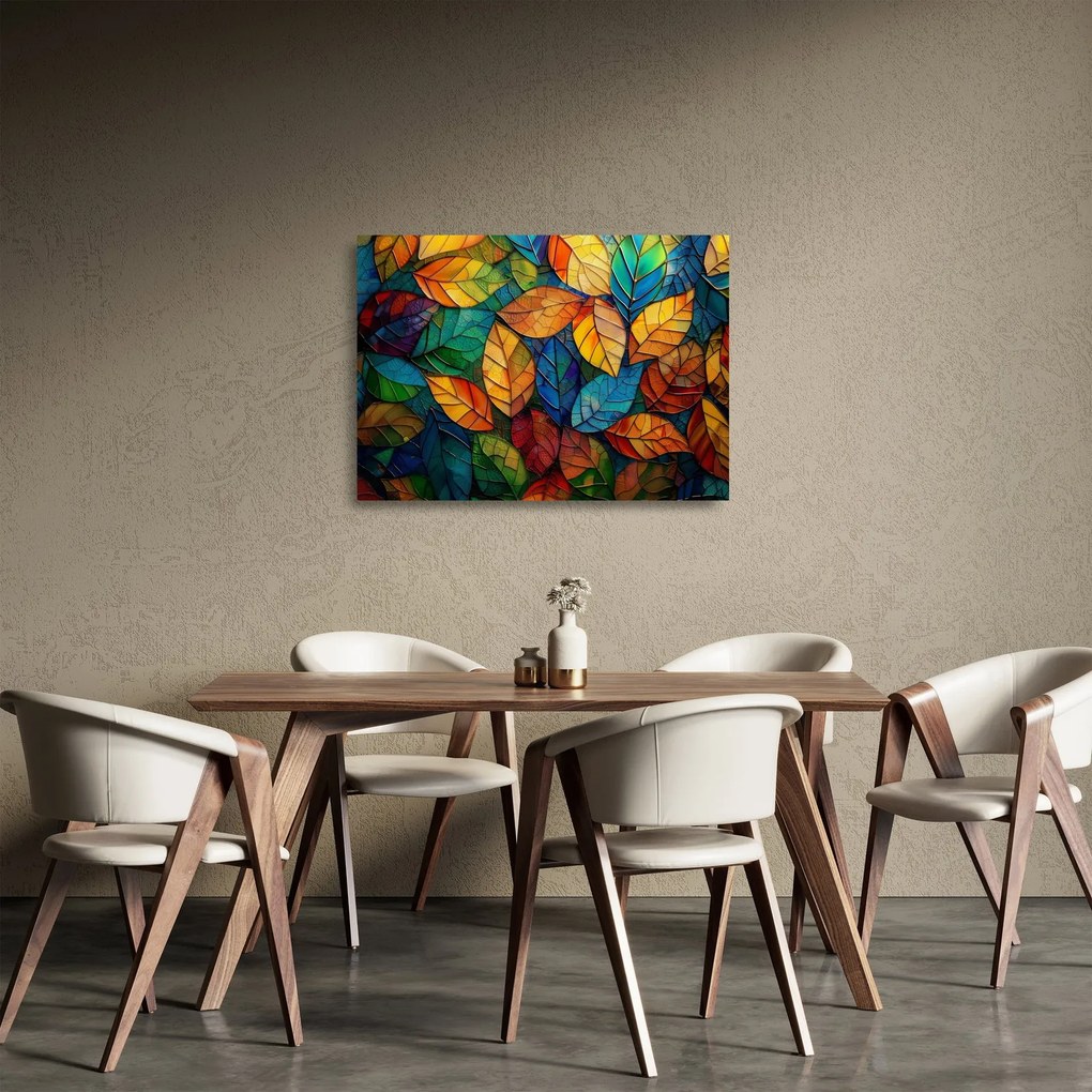 Sklenený obraz - Mozaika z listov (70x50 cm)
