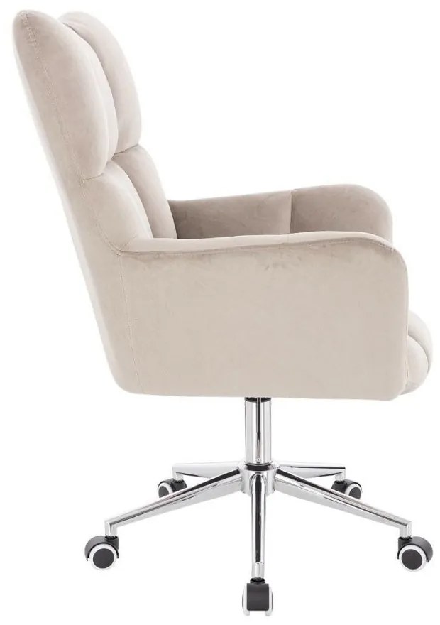 LuxuryForm DESIGN Otočné kreslo AURORA VELUR na striebornej podstave s kolieskami - latte