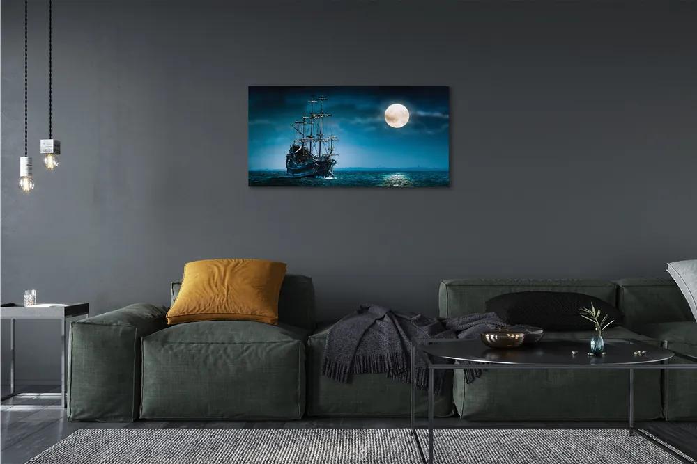 Obraz canvas Sea city mesiac loď 120x60 cm