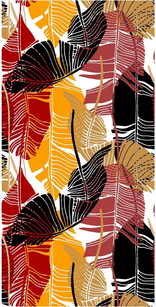 Tapeta - Tropické listy, teplé odtiene