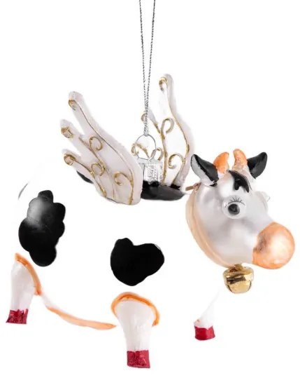 Vianočná ozdoba GLASSO kravička s krídlami 715099