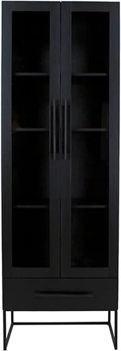 Čierna vitrína Canett Klint, výška 205 cm