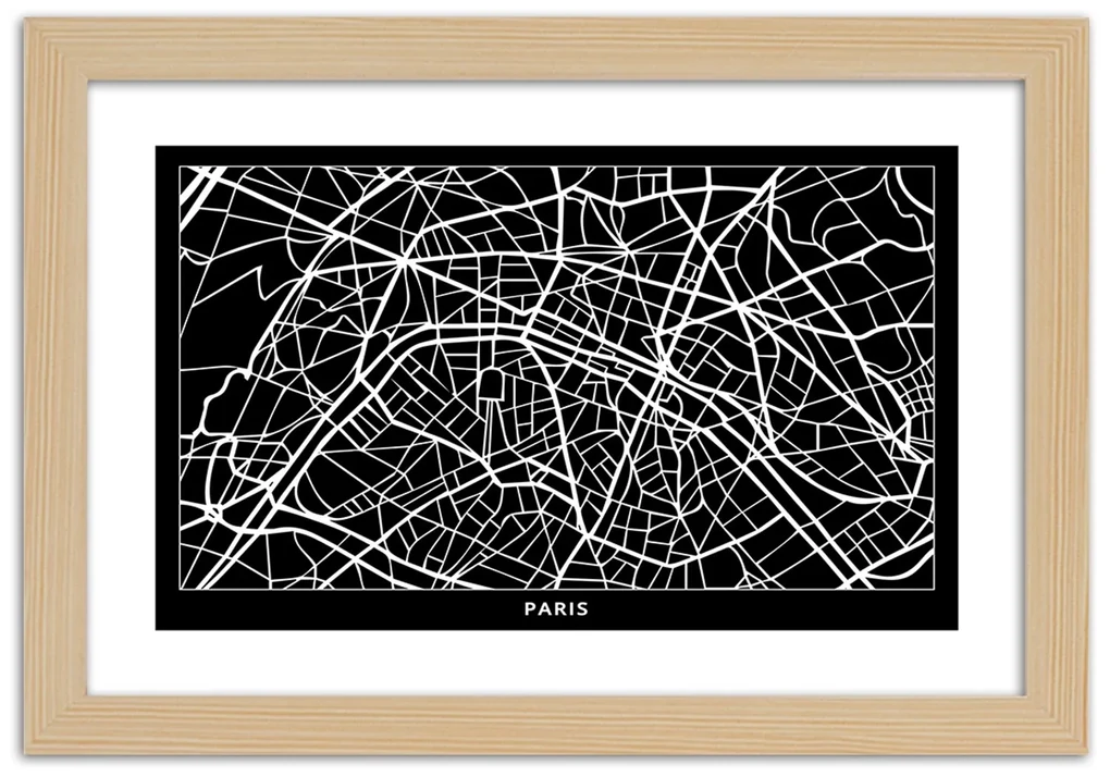 Gario Plagát Plán mesta Paríž Farba rámu: Bez rámu, Rozmery: 60 x 40 cm