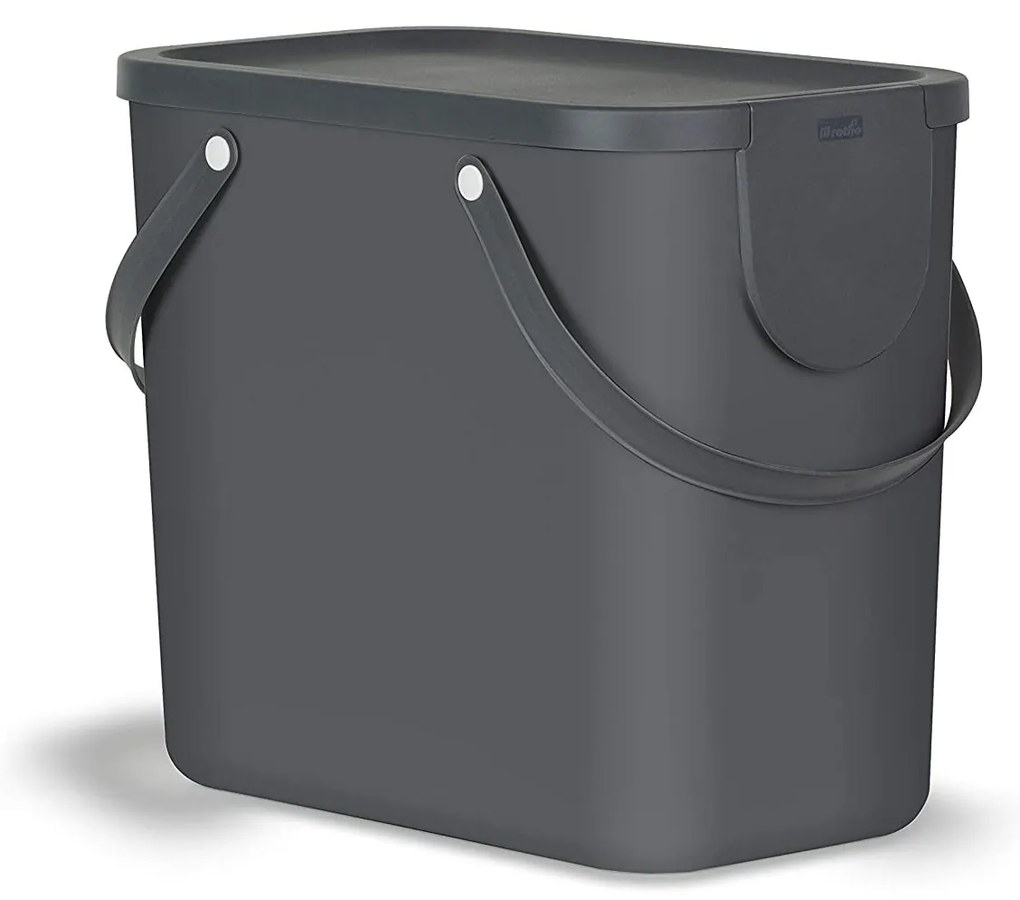 Odpadkový kôš stohovateľný, s nálepkami ALBULA, 25 l, antracit