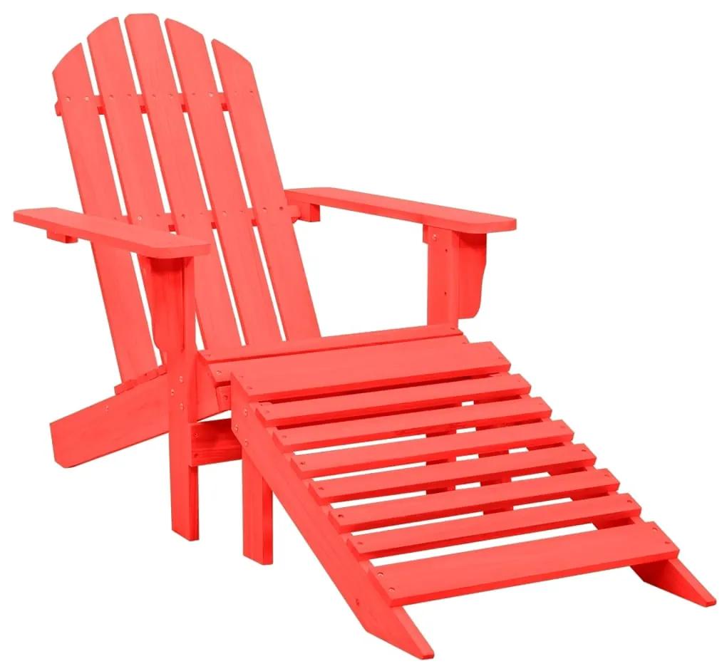 Záhradná stolička Adirondack s otomanom jedľový masív červená