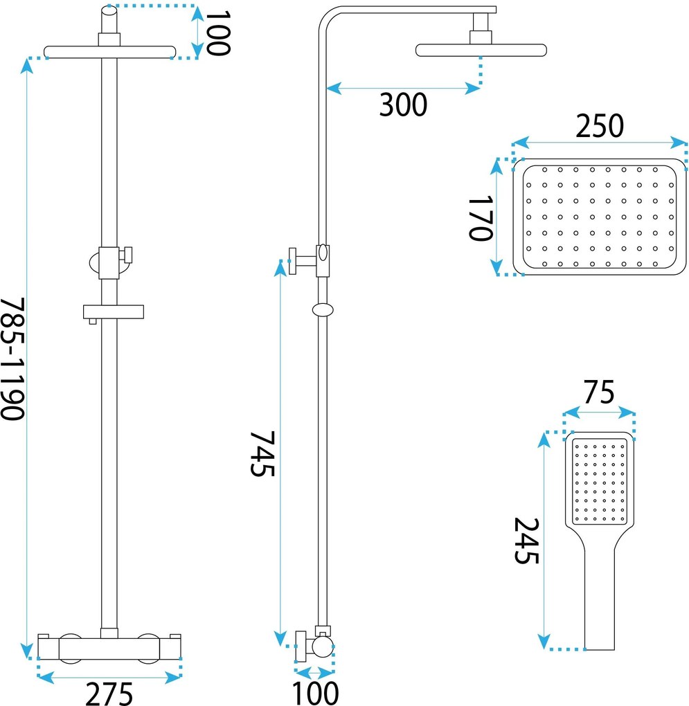 Rea Tom, sprchový set s termostatickou batériou, zlatá matná, REA-P5004