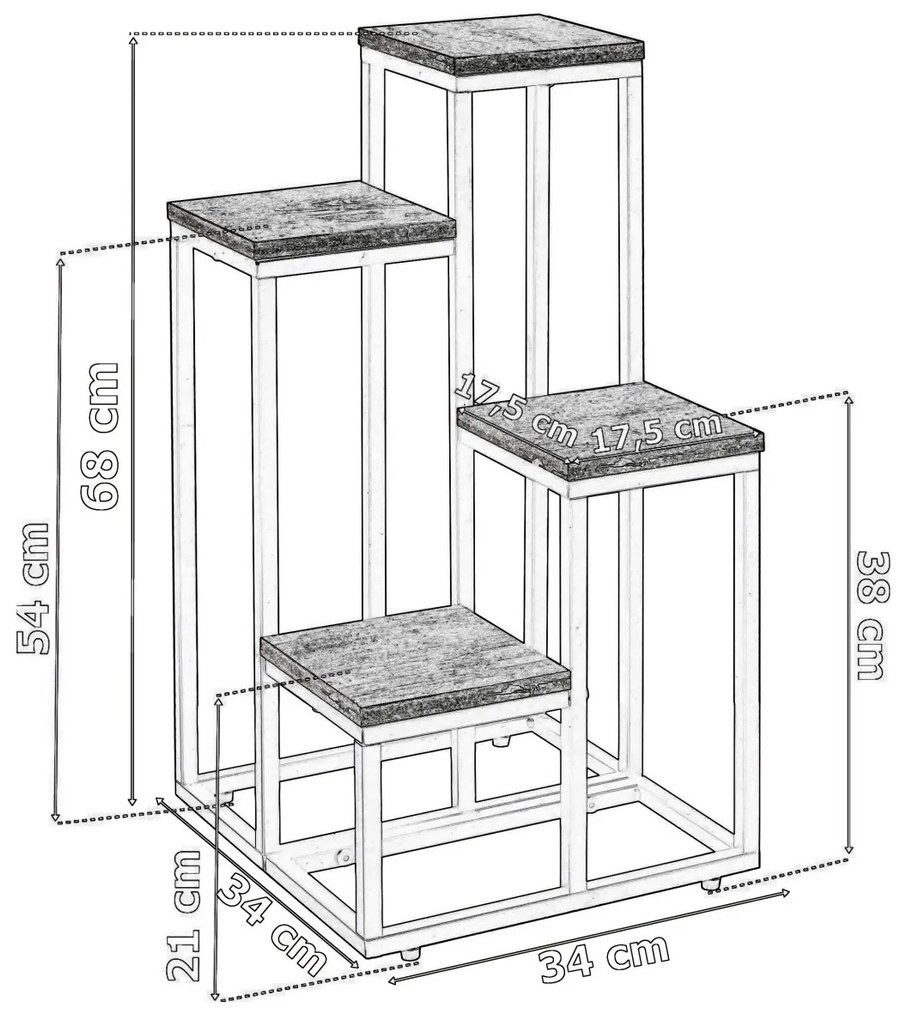 Stojan na kvety MOGREN dub craft/čierny