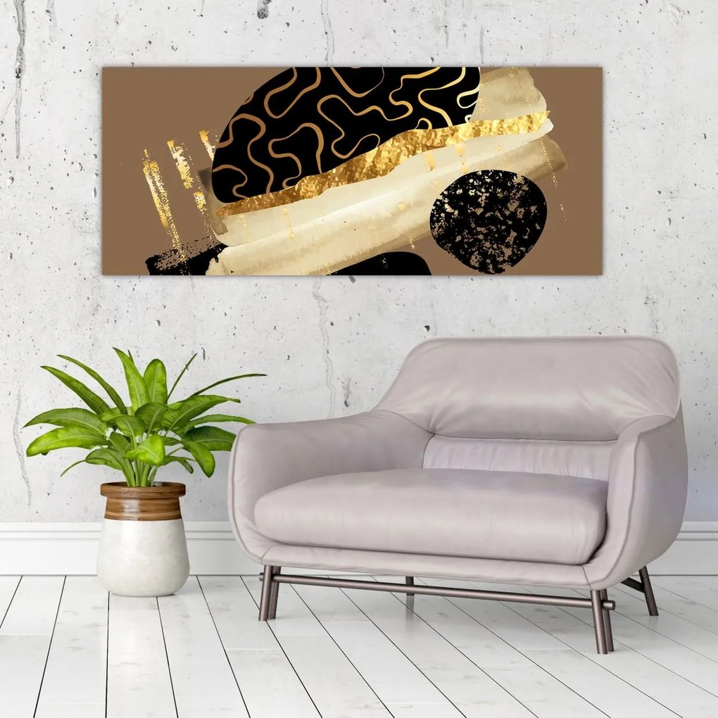 Obraz - Abstrakcia golden brown N⁰3 (120x50 cm)