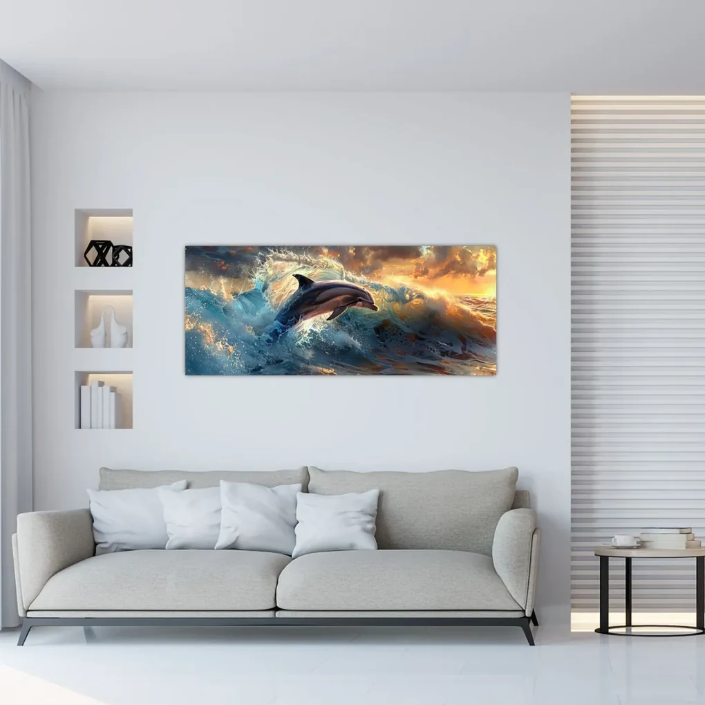 Obraz - Delfín, ilustrácie (120x50 cm)