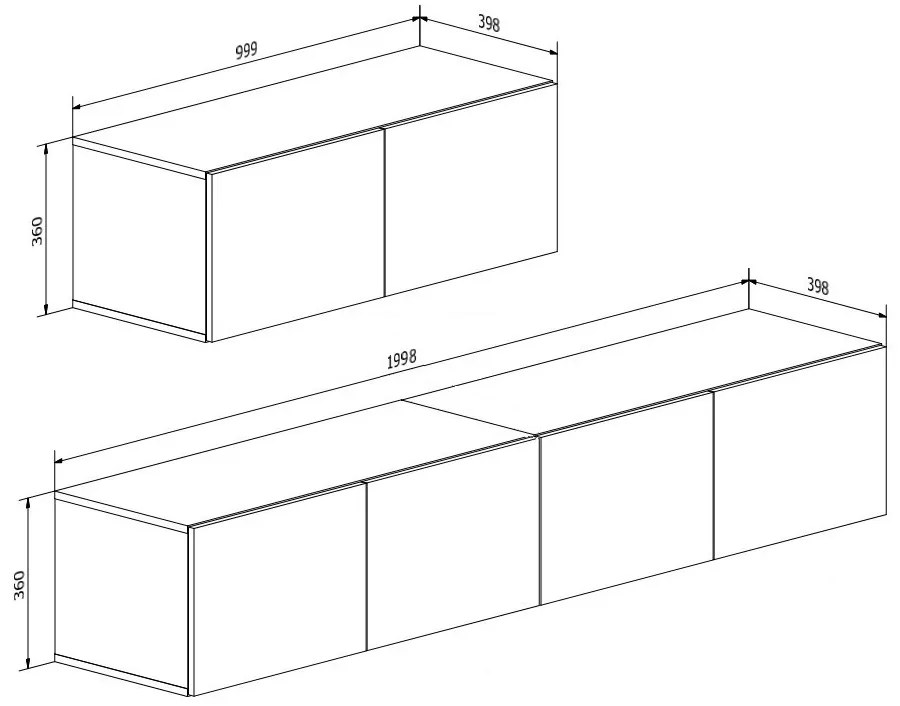 ZÁVESNÝ TV STOLÍK ELEGANTE KAŠMÍR 200 cm